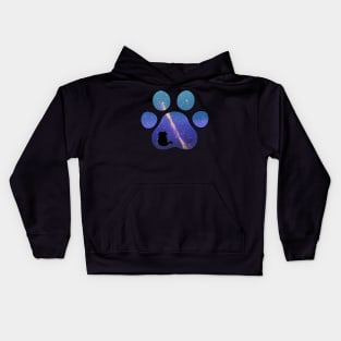 Galaxy Cat Paw Print Kids Hoodie